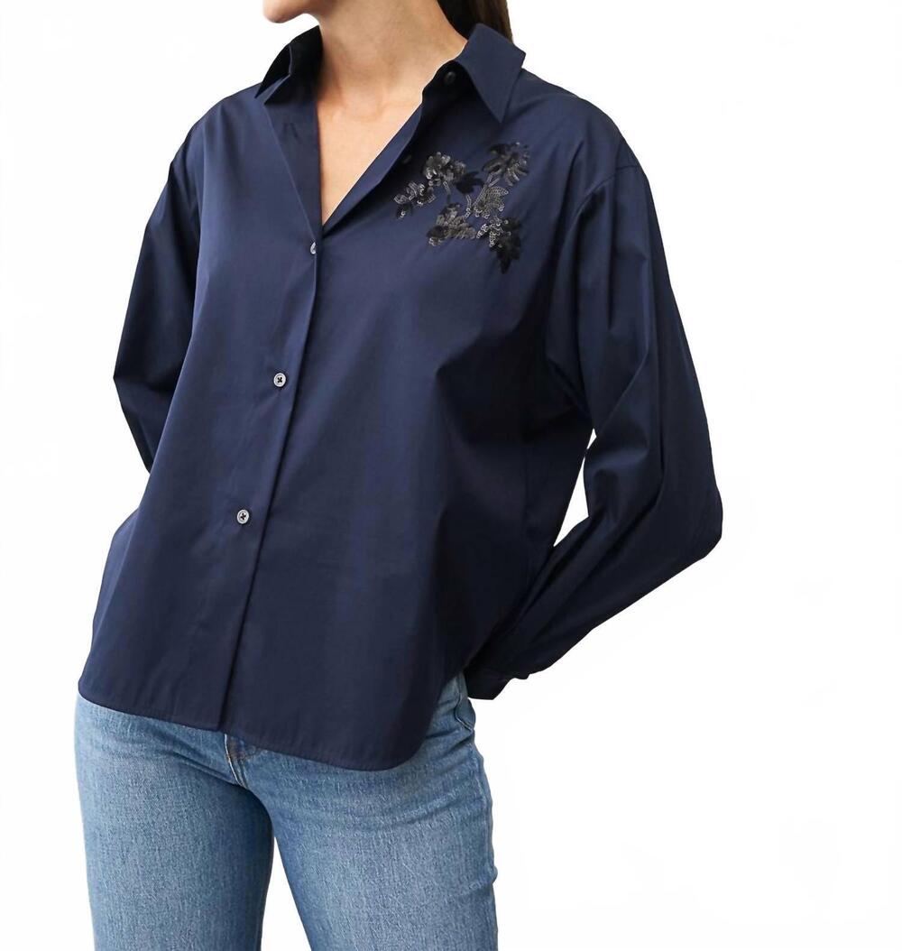 NEW 0039 ITALY elsa fancy blouse in navy